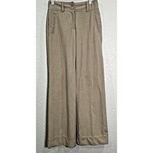 New York & Co Womens Wide Leg Stretch‎ Dress Pants Sz 0 Tan Career Office Work